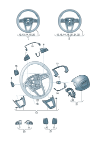 8WD951523-Knob set-multifunction, Steering wheel