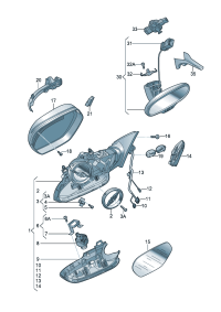 4GD857409H01C-Mirror assy-outside, band Actuator assy-power