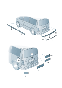 7E0853630BULM-VW assy. For tailgate lid (chrome/black)