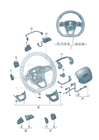 80A951523J-Knob set-multifunction, Steering wheel