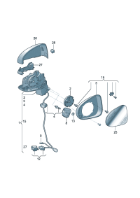 8VD857409H-Mirror assy-outside, band Adj-power