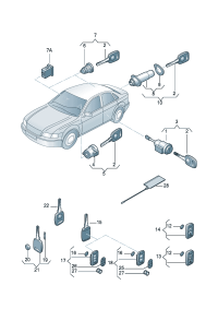 4B1800375AL-Cylinder set, for 1 set Handle r Ignition switch
