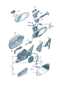 8U1857409D-Mirror assy-outside, band Adj-power