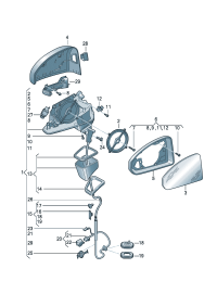 8W6857409BR-Mirror assy-outside, band Adj-power