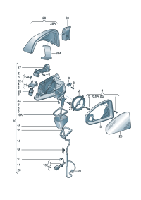 80B857409D-Mirror assy-outside, band Adj-power