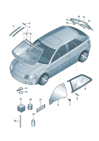 8P0845099JNVB-Windshield (laminated glass), Band vin Window (not preprocessed)