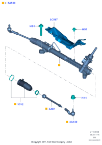 BV613A500BC-Gear assy-steering (1.6L DURATEC TI-VCT (105 PS)-SIGMA, RHD, ALL 7X16 wheel, ALL 7.0 X