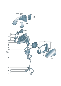 80D857409A-Mirror assy-outside, band Adj-power