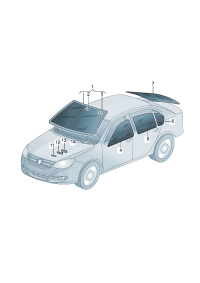 18D845011G-Windshield (laminated glass), Belt stripe and carrier no.7 Windowed   For vehicle models w