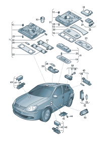 1KD947105AYAH-Lamp assy For fitting with 2 lamp Models of 2 rear reading lamps (corn rice/matt chromium)