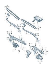 3D1955023E-Wiper assy Motor, wiper  (Driver seat)