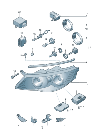 5N1941039R-Headlamp, for dynamic And static turn lamp  (For traffic only)