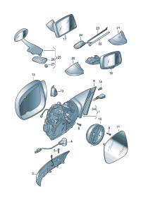 7L6857507GL-Cover, outer mirror For strap Adjustable, powerfold Mirror and sill illumination The model o