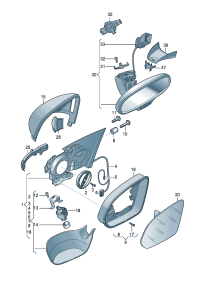 4H1857409N-Mirror assy-outer, F/fold, belt Adj-power