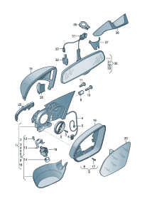 8R0857511BEP5-Mirror, inner, Anti-glare (crystal silver)