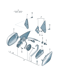33D857501-Mirror, outer For power adjustable Mirror, outer