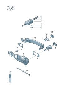 3D0837205HGRU-Handle, outer For use without KESSY (contact-and starter Approved unit)  Contains: Garnish