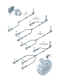 3C0927903N-Sensor, speed Wiring harness  For mounting electronic adj Models of the bumper