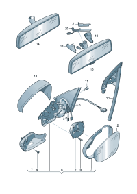 1Q1857507AS-Cover, outer mirror For strap Can be electrically adjusted, can automatically black out, folding
