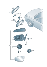 18G959577-Device, w/belt out mirror Motor