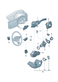 1K5953507R-Switch, steering Contains: