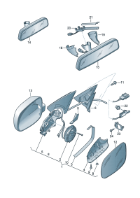 16D959577-Device, w/belt out mirror Motor