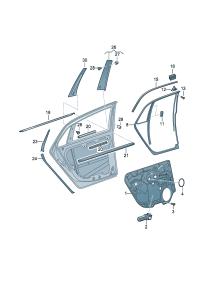 3D7839541C7Z7-Cover strip For w/belt extension The model of  Fit as needed: (bright aluminum)