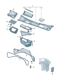 4M1819401E9B9-Protector plate Channel, drain (satin black)