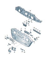 4K8853651-Grille, radiator Adjust with a tool Pay attention to the repair manual Location for common use