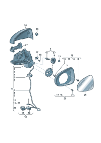 8V5857409Q-Mirror assy-outside, band Adj-power