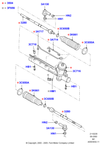 3L8Z3504CARM-Gear assy-steering, certified, SPR-VX, blue, t/r (P225/70R 15 BSW A- S tire, P215/70R-16 BSW A- S ti