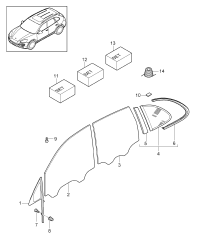 95854411208-Glass-side window Complete: Garnish assy Plating appearance Porsche panamera: