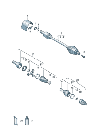 5QD407271BA-Band f joint Shaft, half swing