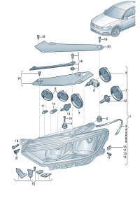 3GD941005-TOUAREG H/L ECE / ELECTRIC W/S MOTOR [10-13] NORMAL [H7/H15/WY21W/W5W]