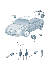 107827573BE-Cylinder set Key comp., l  For back door lid In order to rebuild Enter the password system