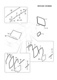 23923241-Stripe, front door frame, upper (body side), rh/lh