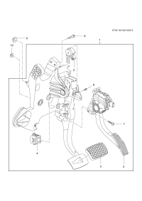 42343853-Pedal, brake and accelerate (w/bracket) (for 1st design see 42343854) (incl. 2-7)