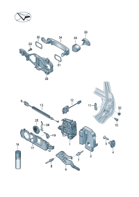 7L6839015D-Locking the door For fitting with electric child protection device and KESSY (contact-and starti