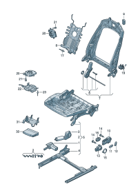 4M0959747-Seat front & back, height, Tilt & Switch, reclining adjust   D-28.11.2016