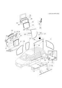 9055804-Clip (16 parts), rear door auxiliary w/strip