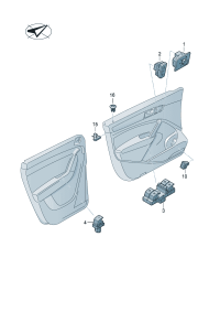 34D959565H-Switch, for electric adjustable Mirror, outer