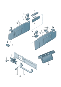 4E0857551K-Sunvisor, w/shld Mirror & lid