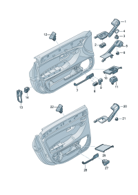 4E1959521C7PE-Bracket, instrument panel mounting Regulator, power window For front door mirror The model of
