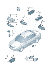 3B7947106B-Lamp assy For car models with sliding roof