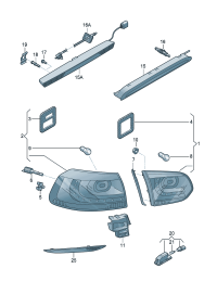 5K0945093AJ-LED taillight Lamp, fog (For traffic only)