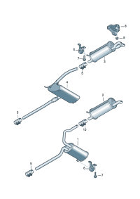 3BD253025AB-Muffler & ctr Muffler assy-rr  Contains:   D-01.07.2009 -01.10.2012
