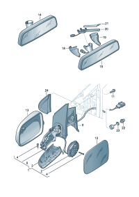 6QD857507-Cover, outer mirror For band adj Models of the mirror
