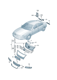 3BD853651C-Radiator grille Garnish assy  Complete: