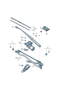 16D955601-Holder, w/belt wiper Lever & arm comp., drive  Contains: