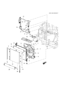 23331070-Plate, radiator, lower (inc.27)
